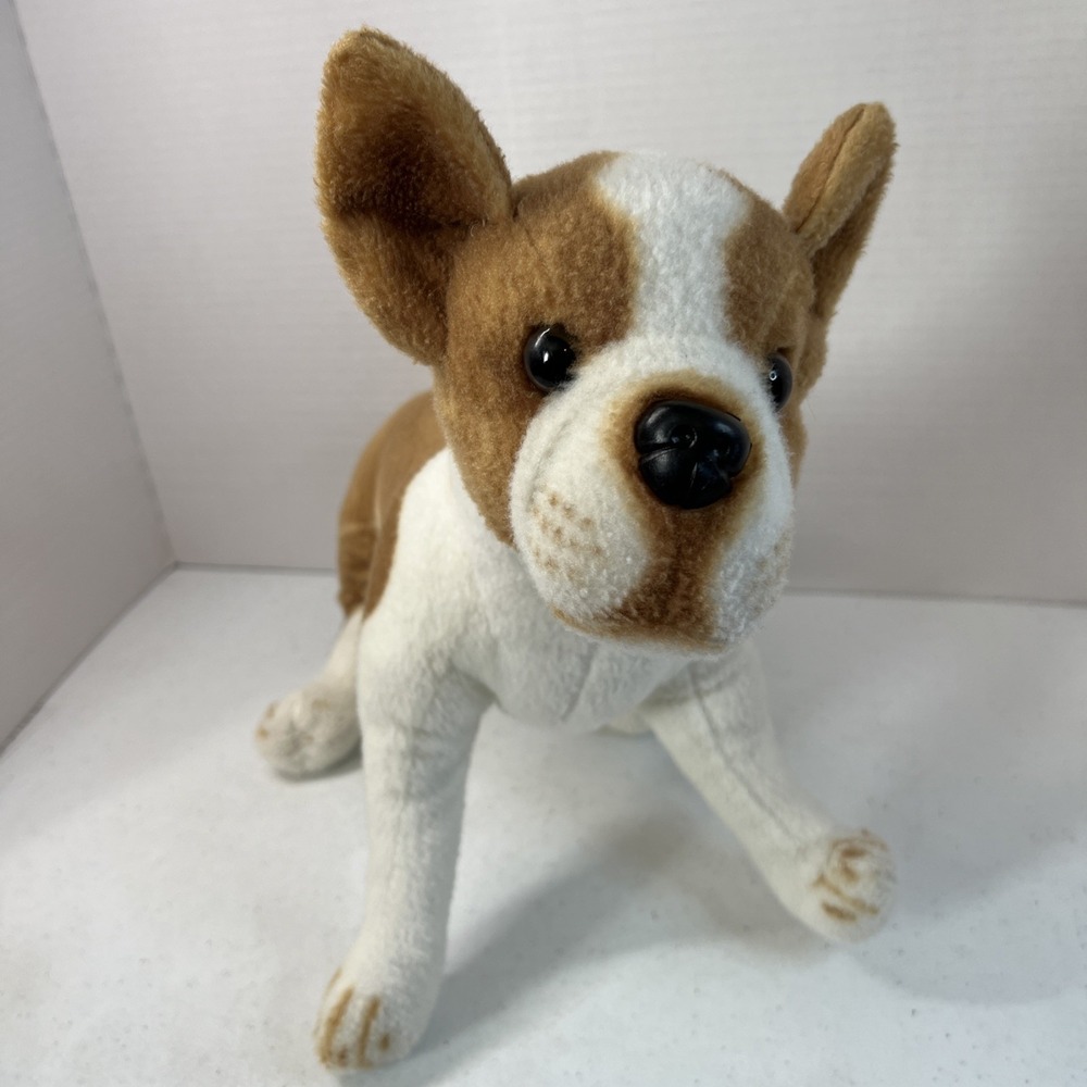 Tiger Tale Toys Brown Boston Terrier Poseable Legs Plush Puppy Dog Realistic 15"